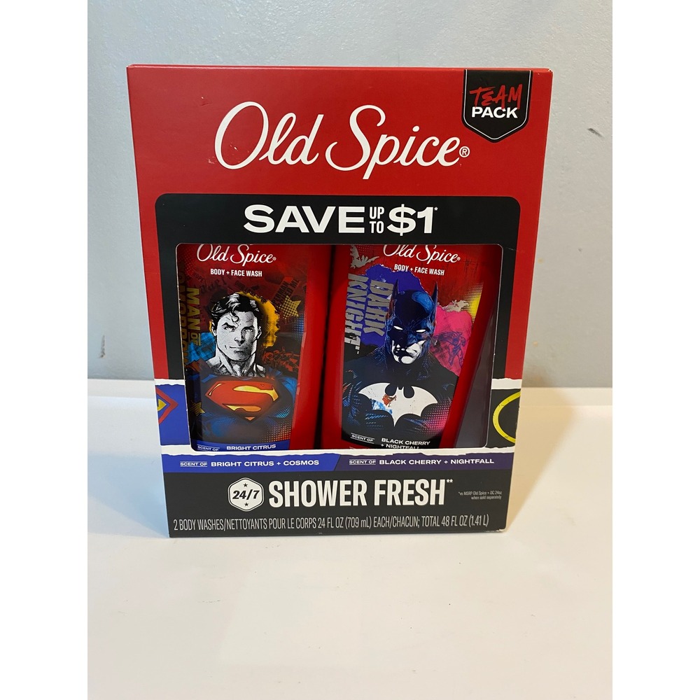 Old Spice DC Comics Body Wash Team Pack Batman Superman 24oz 2pk Bright Citrus - Picture 2 of 4